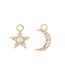 Moon and Star Huggie Charms | Silver