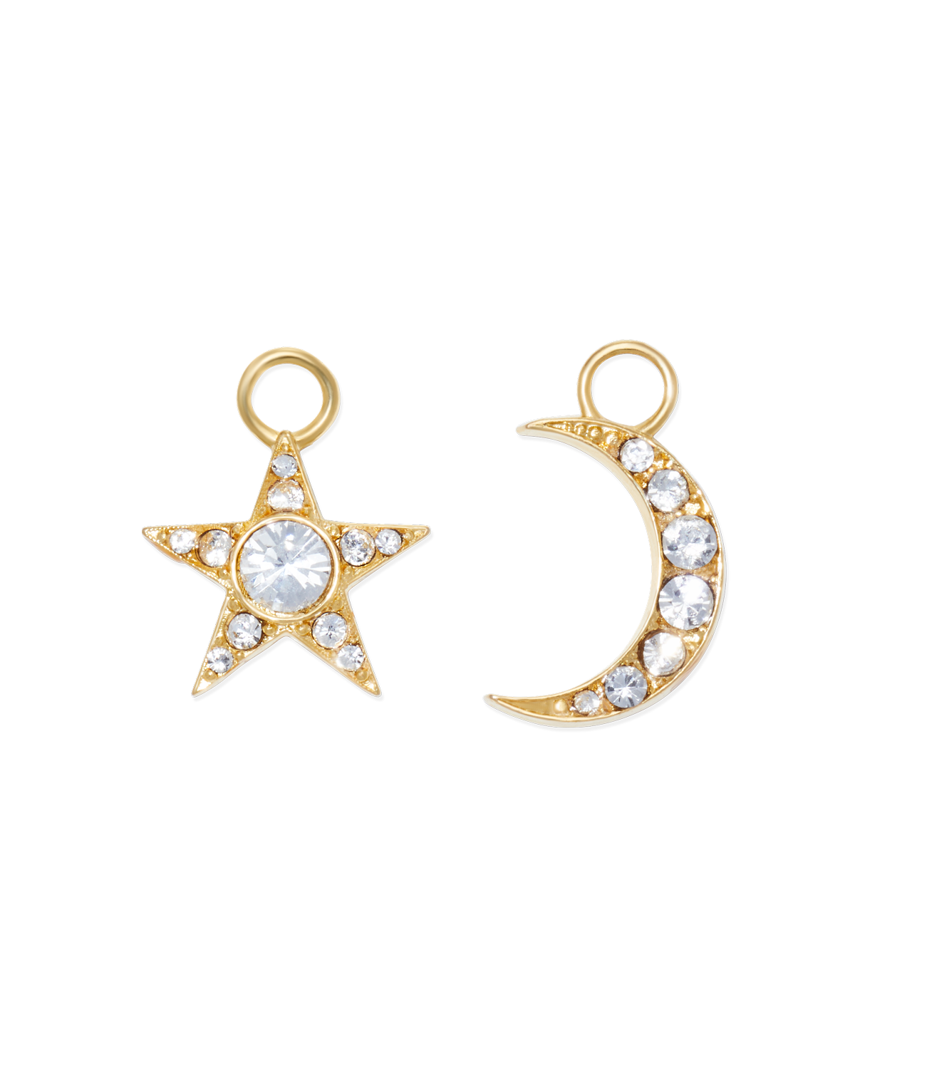 Moon and Star Huggie Charms | Silver