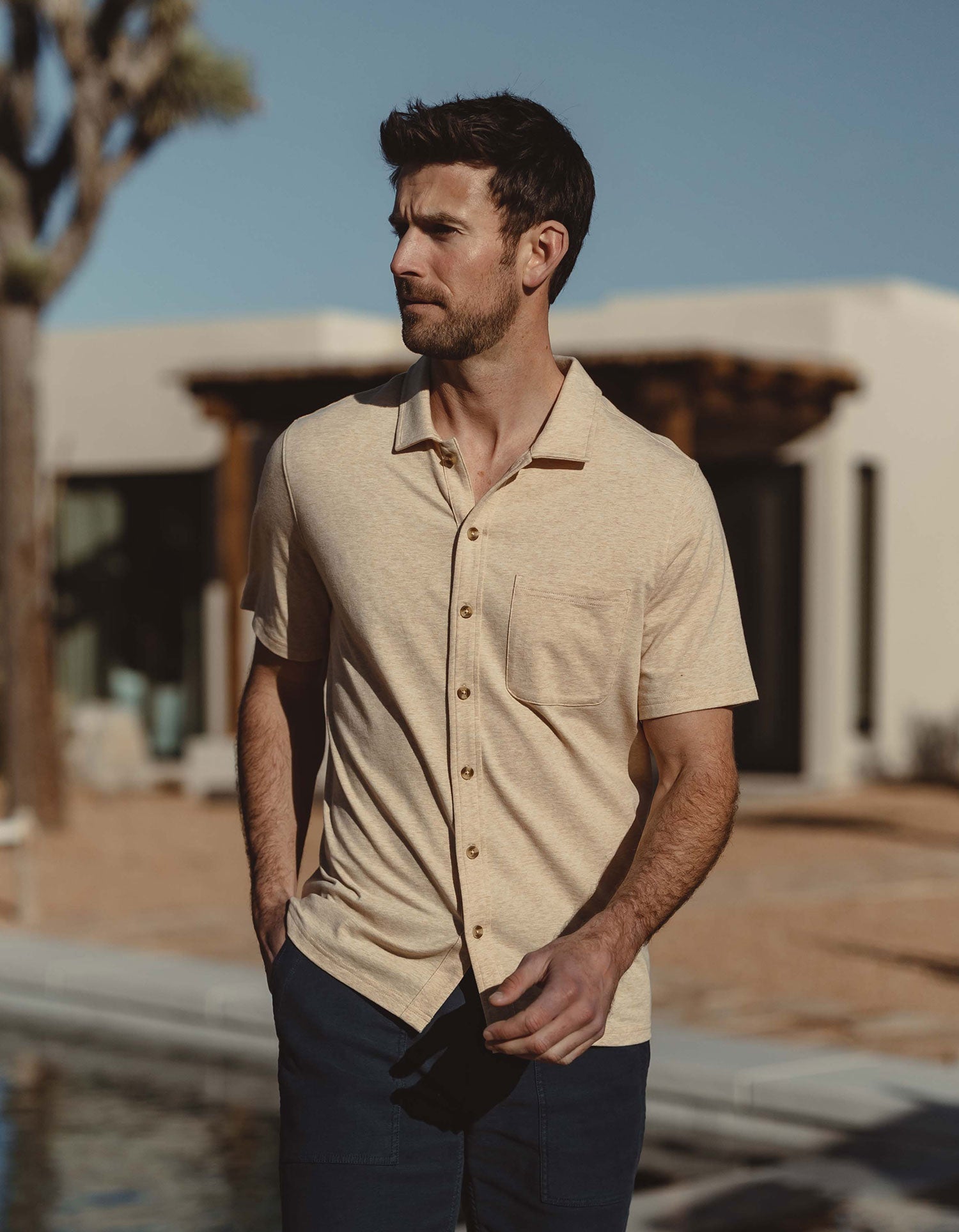 Men | Active Puremeso Weekend Button Down | Iced Latte