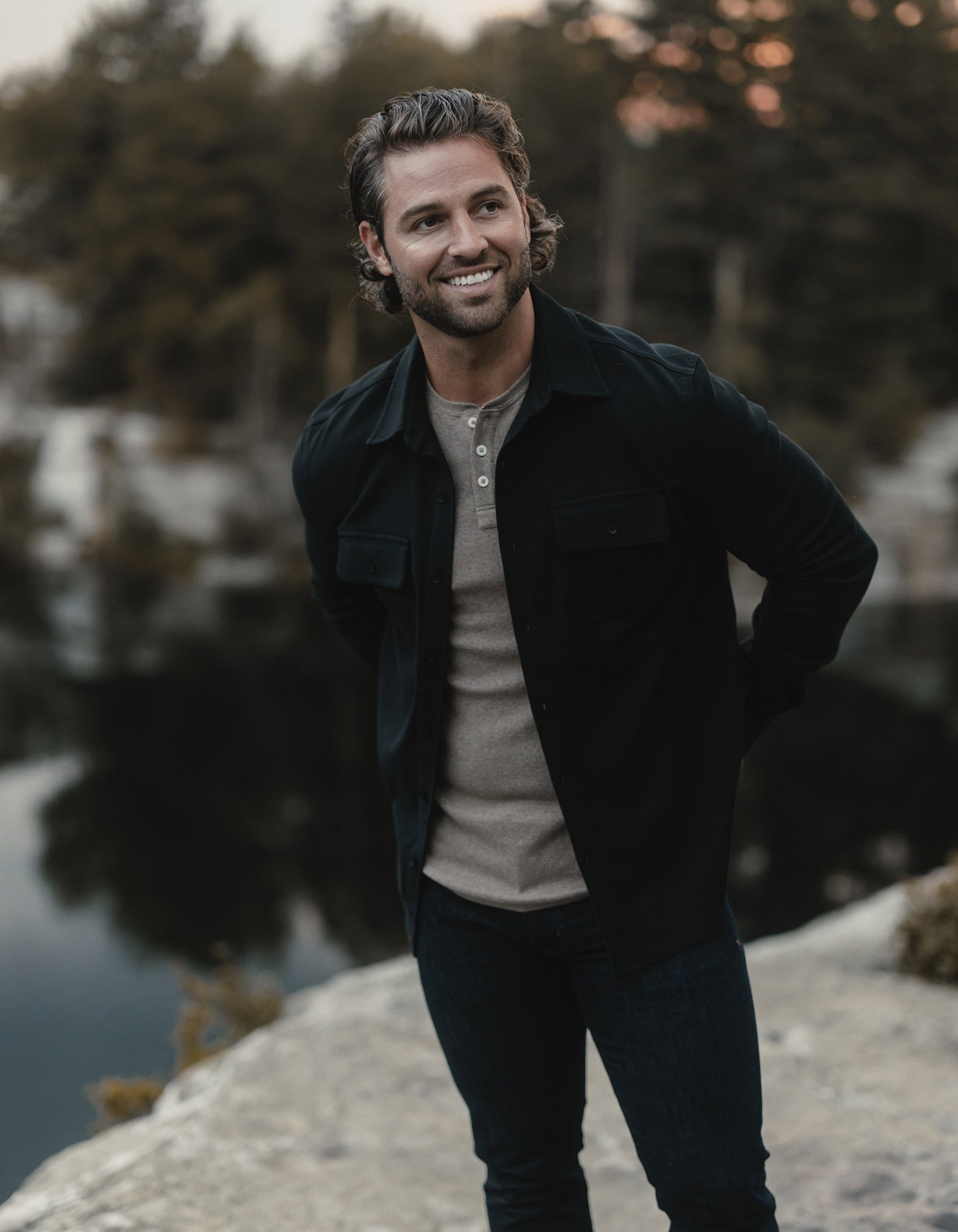 Men | Comfort Terry Shirt Jacket | Black