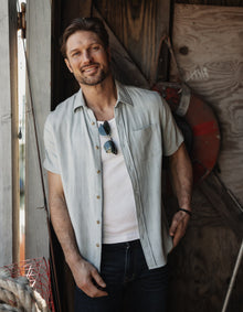 Men | Freshwater Short Sleeve Button Up Shirt | Misty Harbor Dobby