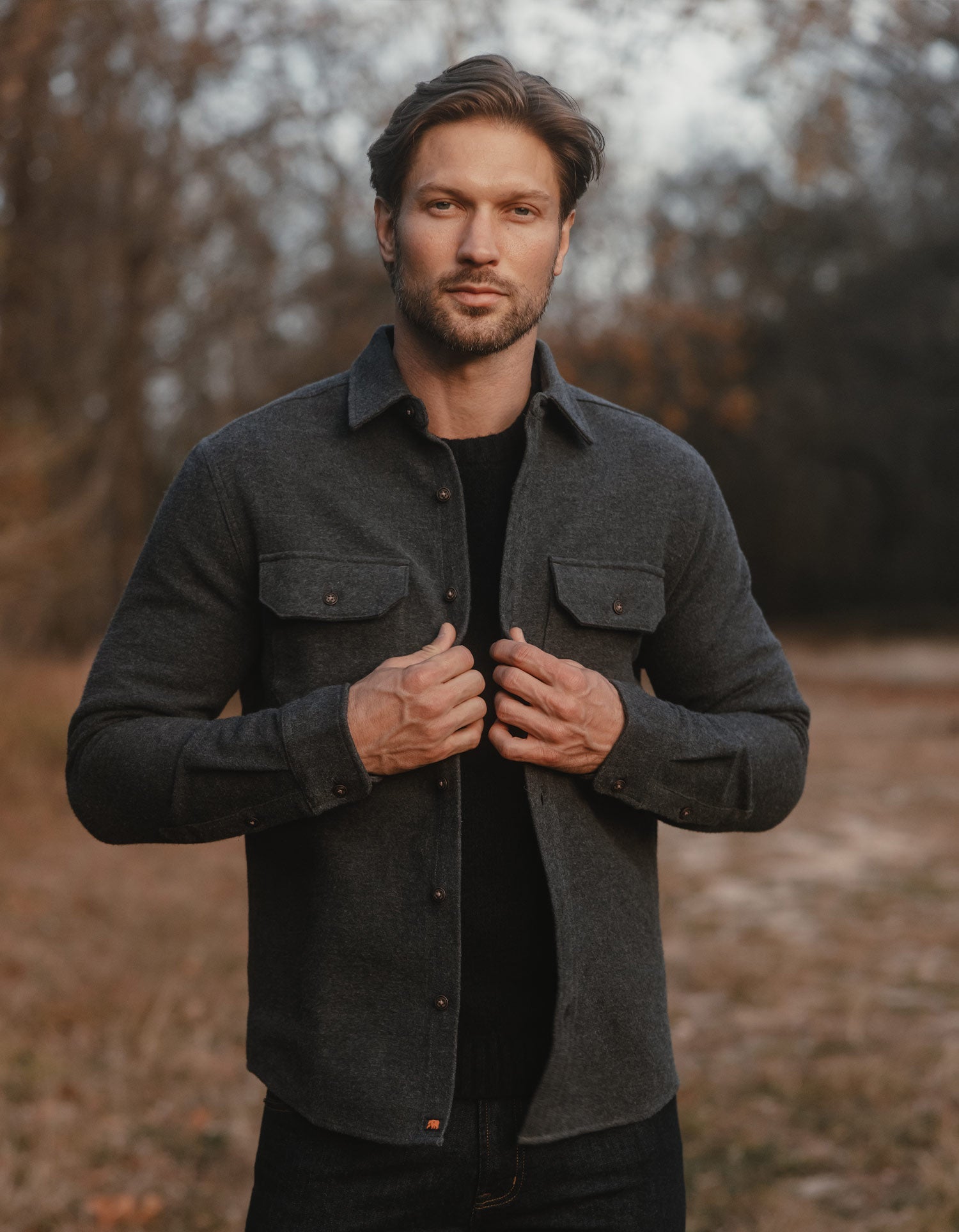 Men | Heavyweight Chamois Overshirt | Heathered Charcoal