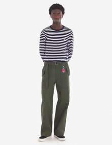 Mens | Fox Head Patch Short-Sleeve Regular Jersey Mariniere Tee-Shirt | Navy Stripes