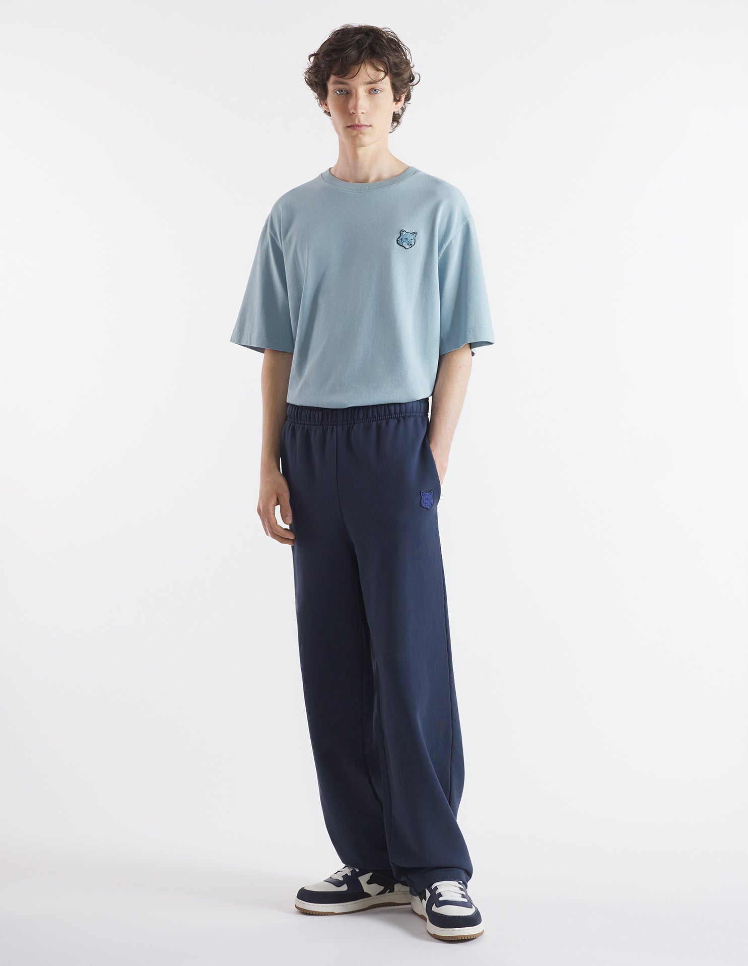 Mens | Bold Fox Head Patch Oversize Short-Sleeve Cotton Tee-Shirt | Placid
