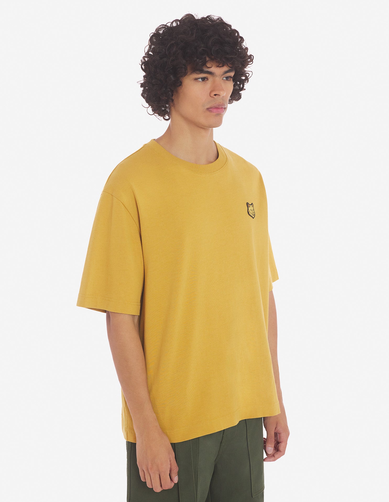 Mens | Bold Fox Head Patch Oversize Short-Sleeve Cotton Tee-Shirt | Trench