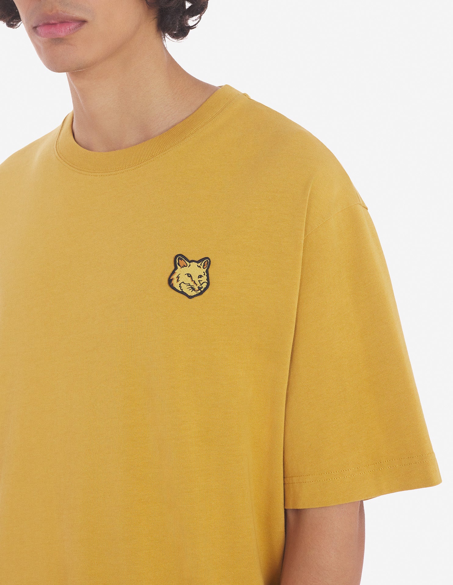 Mens | Bold Fox Head Patch Oversize Short-Sleeve Cotton Tee-Shirt | Trench