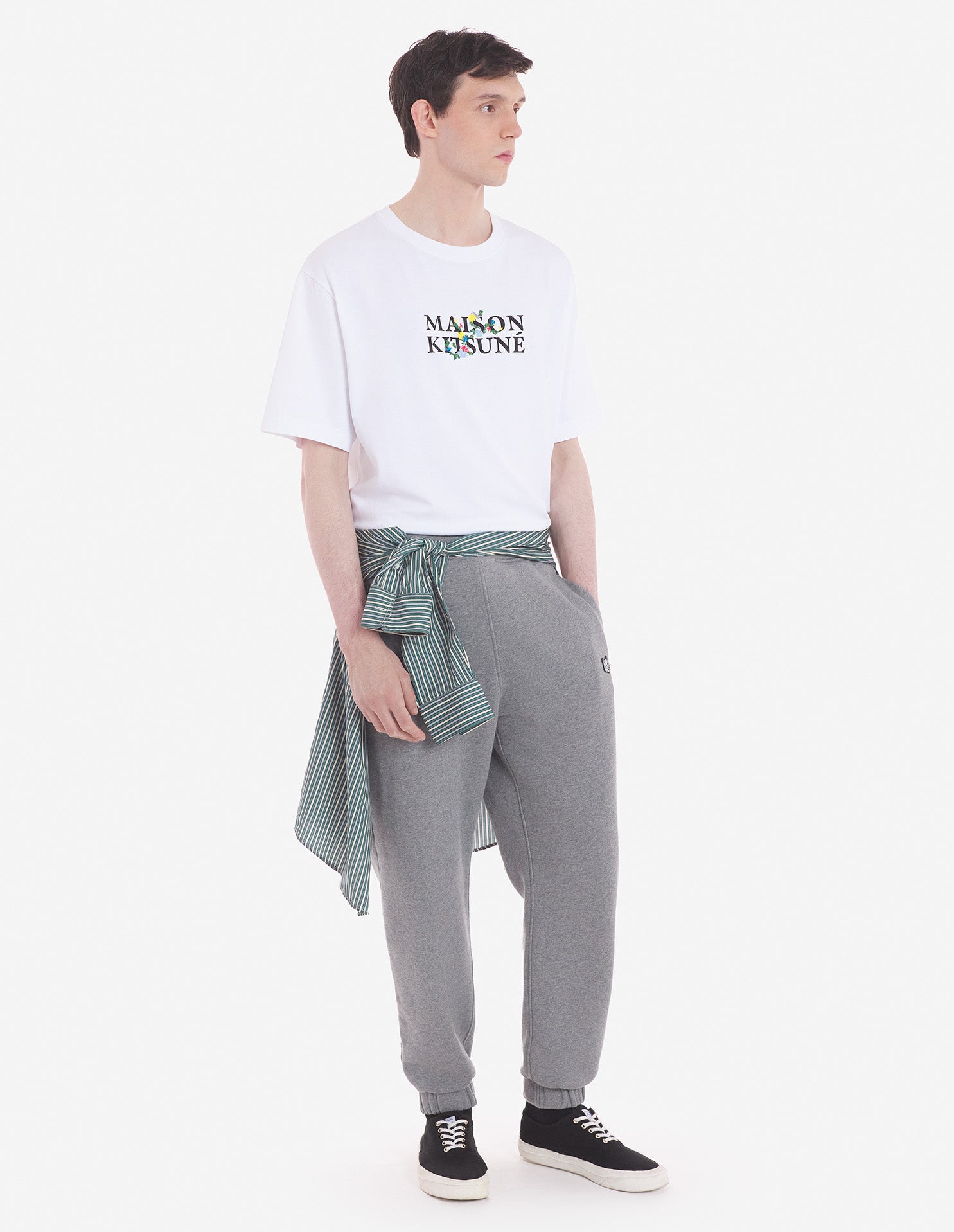 Mens | Maison Kitsune | Flowers Oversize Short-Sleeve Cotton Tee-Shirt | White