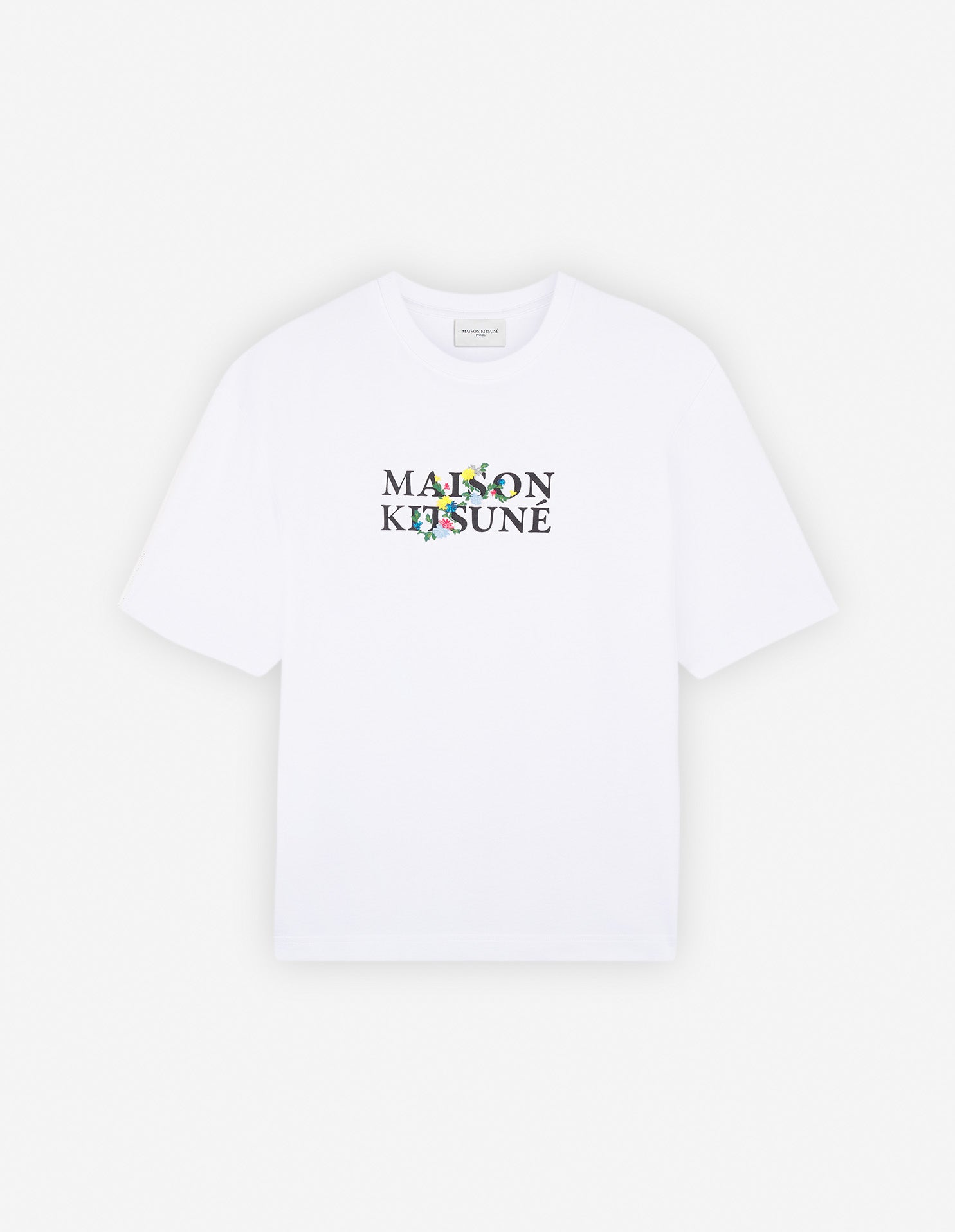 Mens | Maison Kitsune | Flowers Oversize Short-Sleeve Cotton Tee-Shirt | White