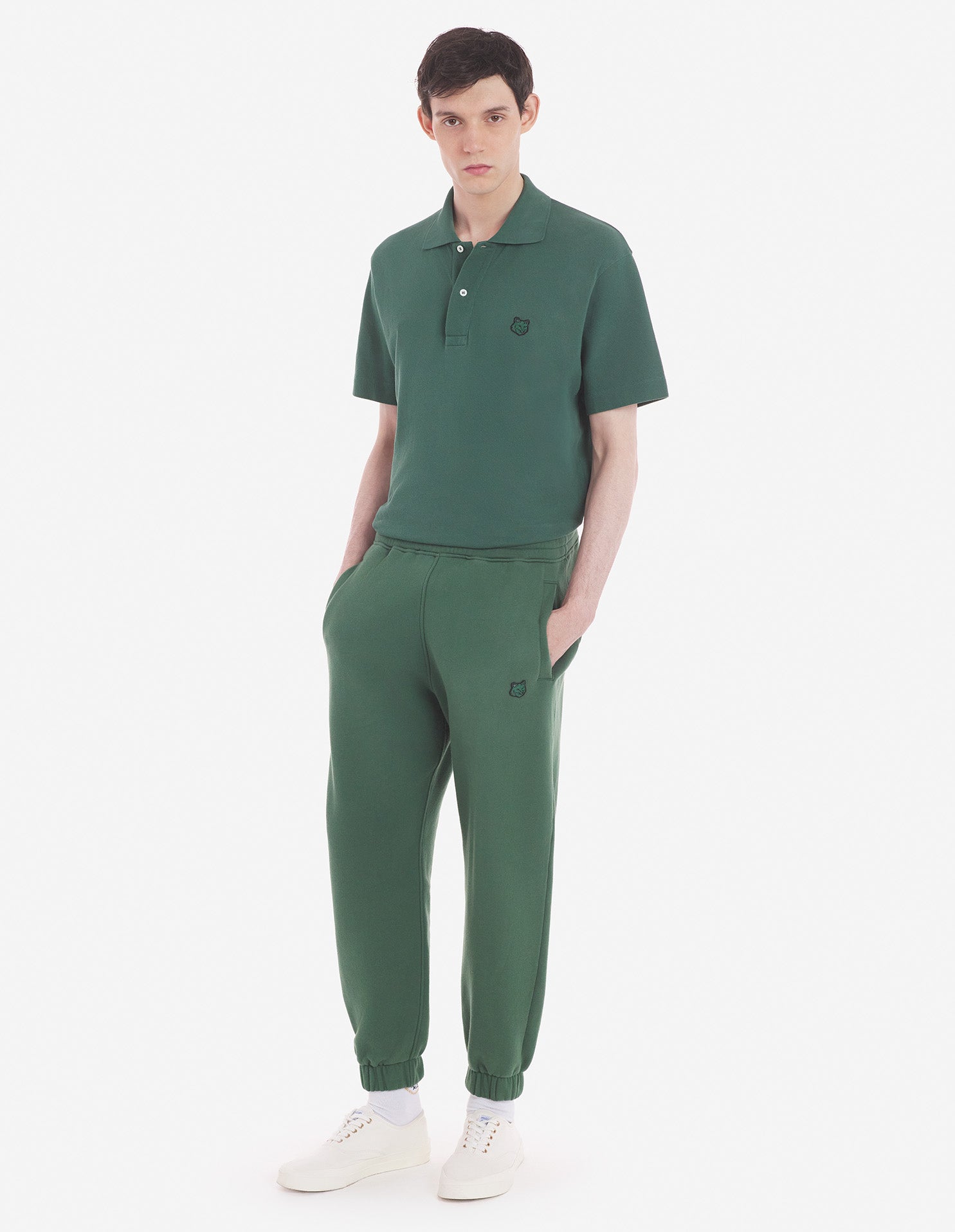 Mens | Bold Fox Head Patch Comfort Polo | Bottle Green
