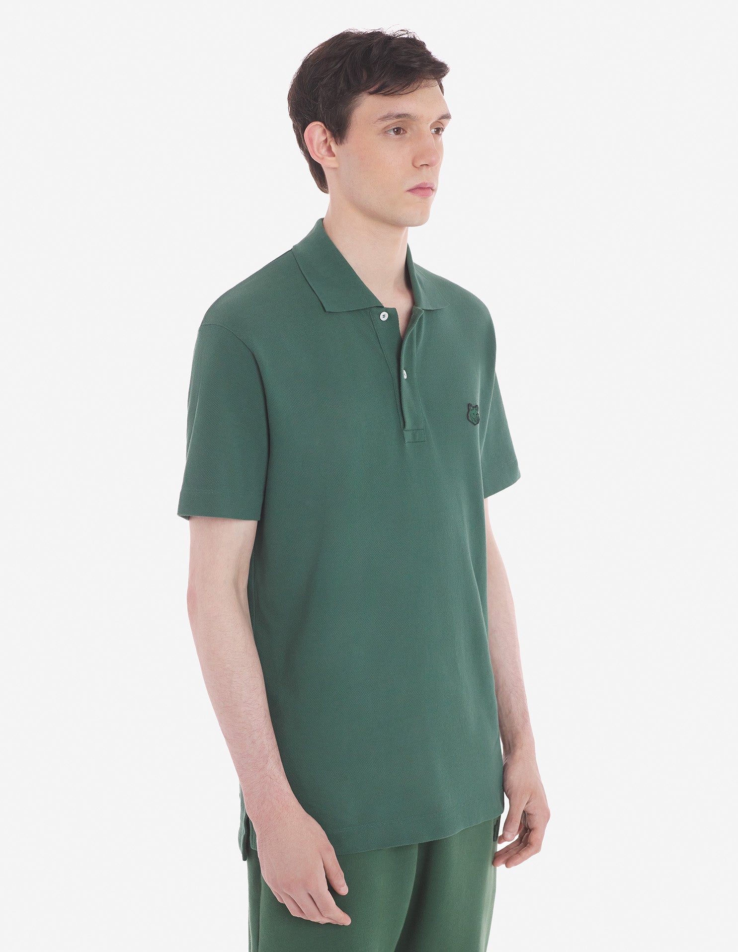 Mens | Bold Fox Head Patch Comfort Polo | Bottle Green