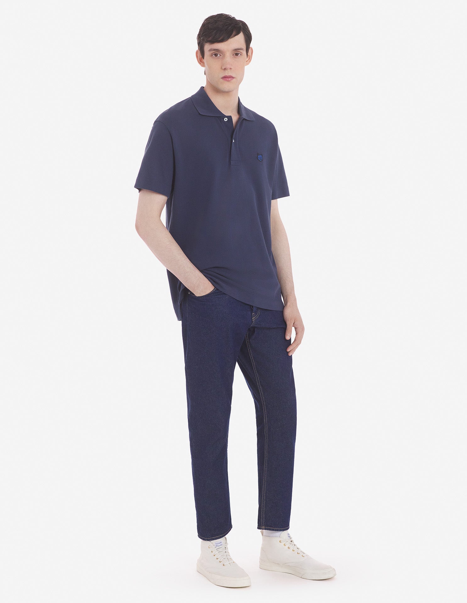 Mens | Bold Fox Head Patch Comfort Polo | Ink Blue