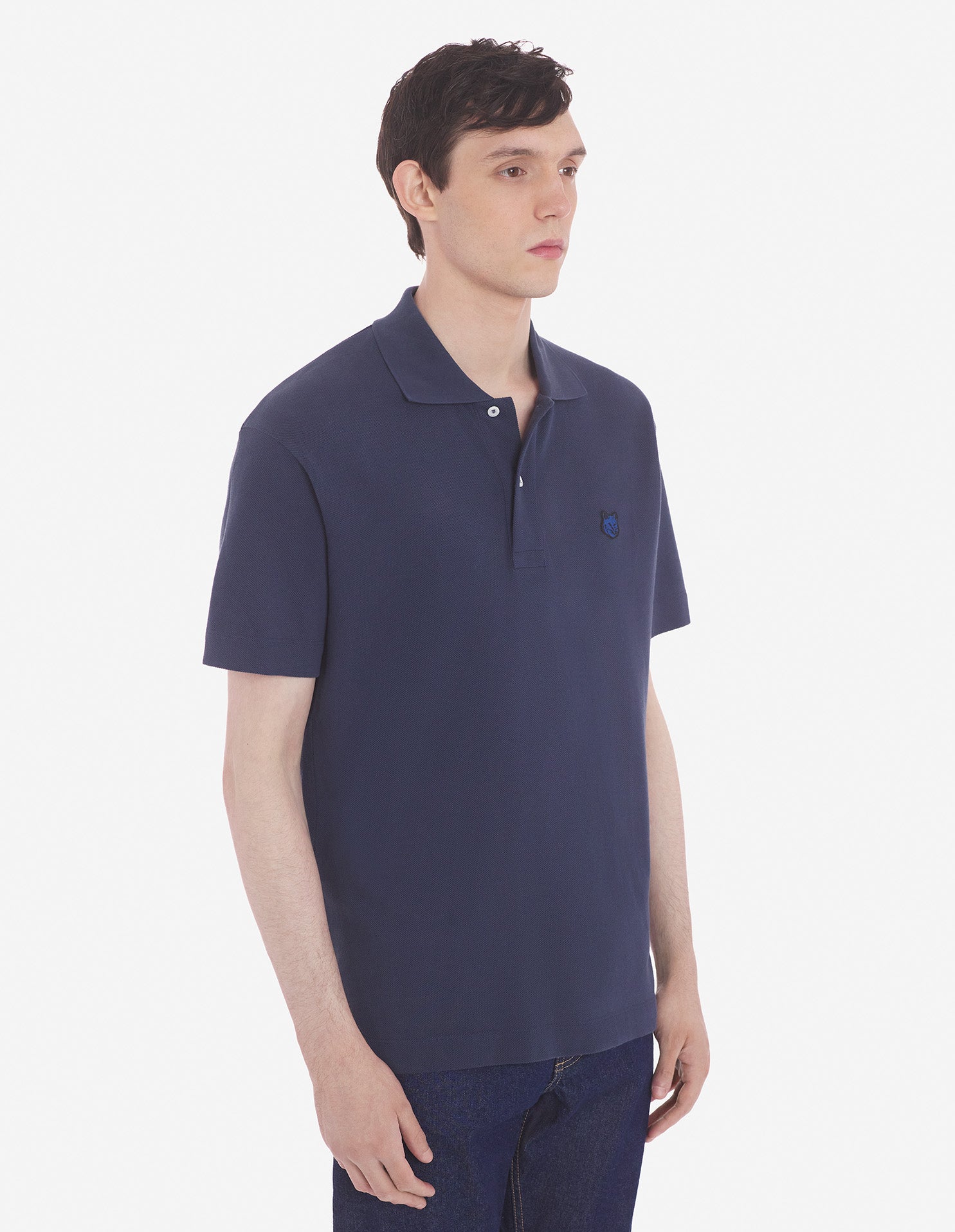 Mens | Bold Fox Head Patch Comfort Polo | Ink Blue