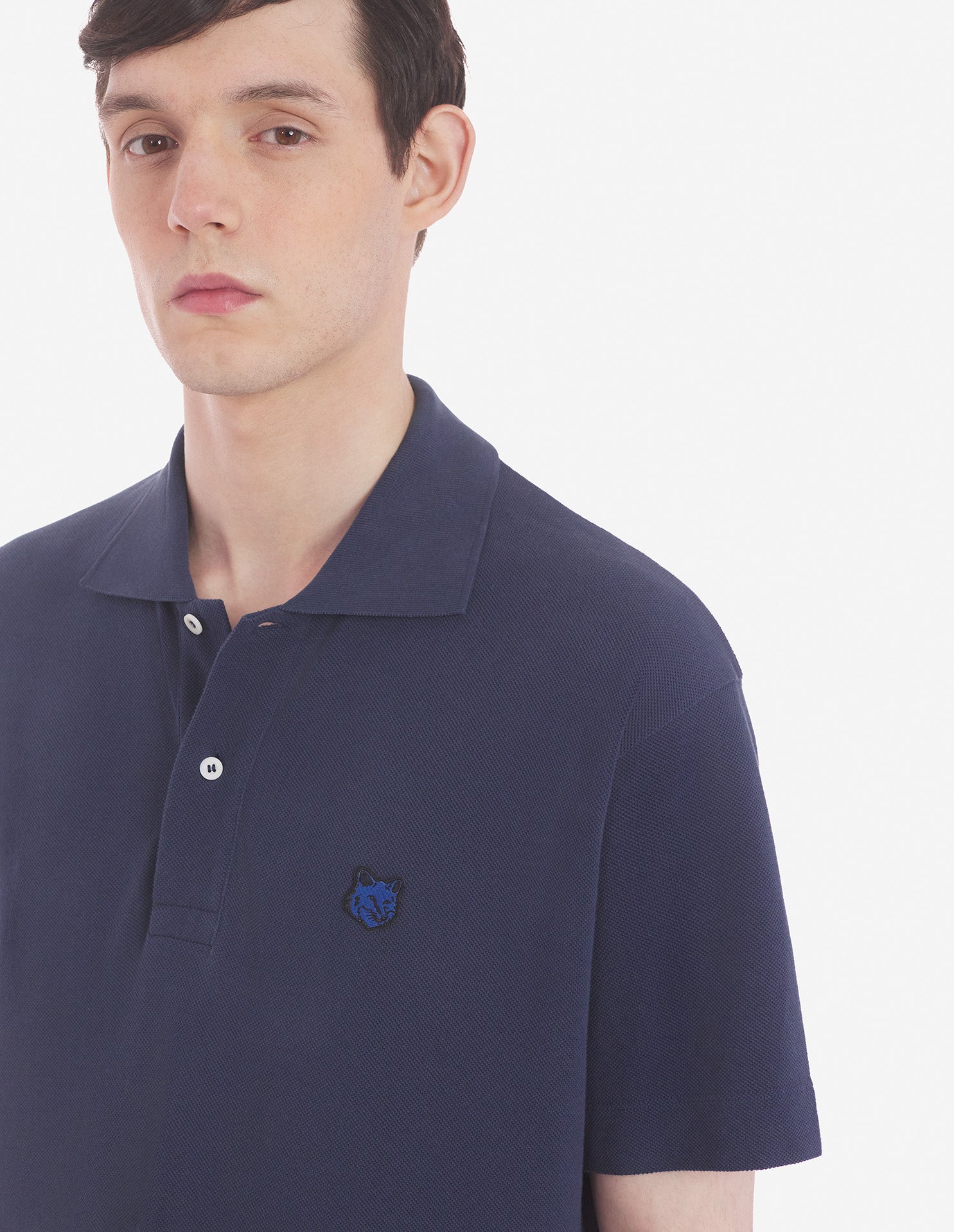 Mens | Bold Fox Head Patch Comfort Polo | Ink Blue