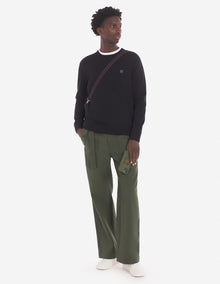 Mens | Bold Fox Head Patch Regular Merino Wool Jumper | Black