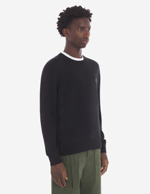 Mens | Bold Fox Head Patch Regular Merino Wool Jumper | Black