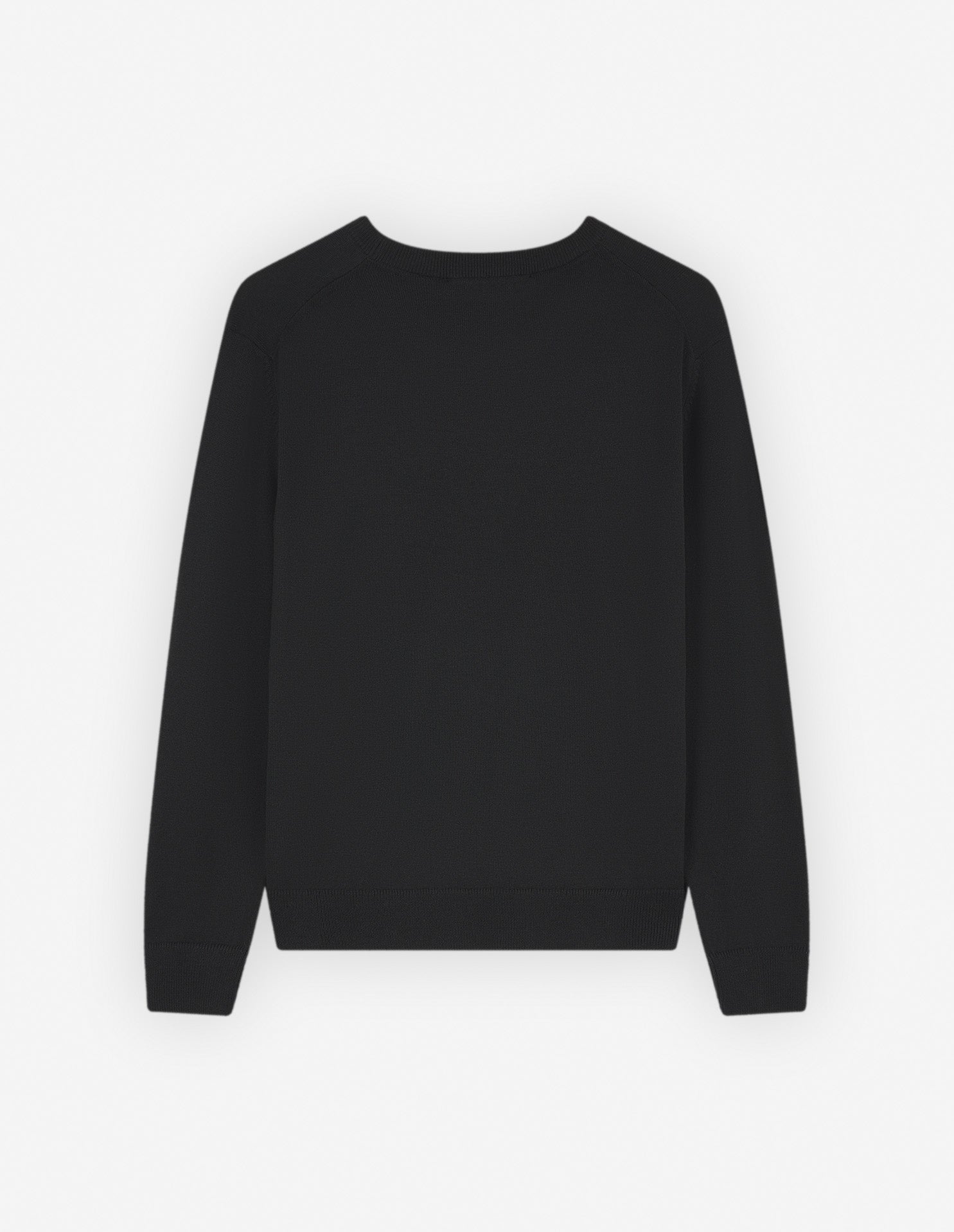 Mens | Bold Fox Head Patch Regular Merino Wool Jumper | Black