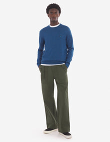 Mens | Bold Fox Head Patch Regular Merino Wool Jumper | Sapphire