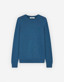 Mens | Bold Fox Head Patch Regular Merino Wool Jumper | Sapphire