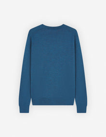 Mens | Bold Fox Head Patch Regular Merino Wool Jumper | Sapphire