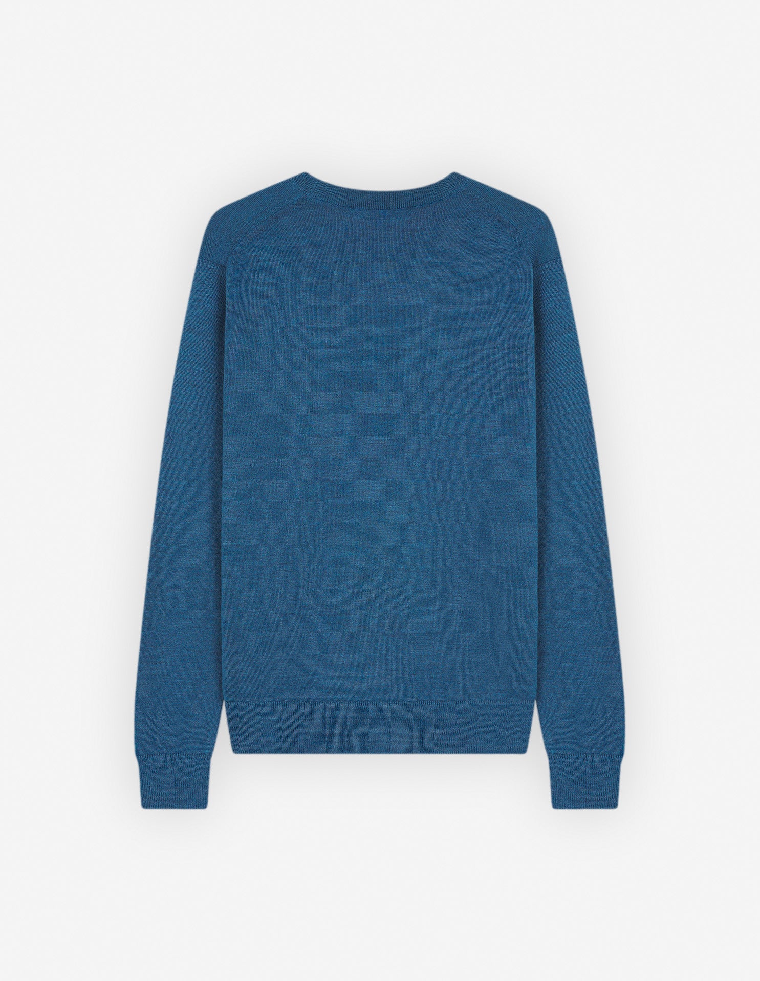 Mens | Bold Fox Head Patch Regular Merino Wool Jumper | Sapphire