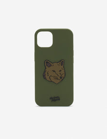 Mens | Bold Fox Head Patch Silicone iPhone Case | Khaki