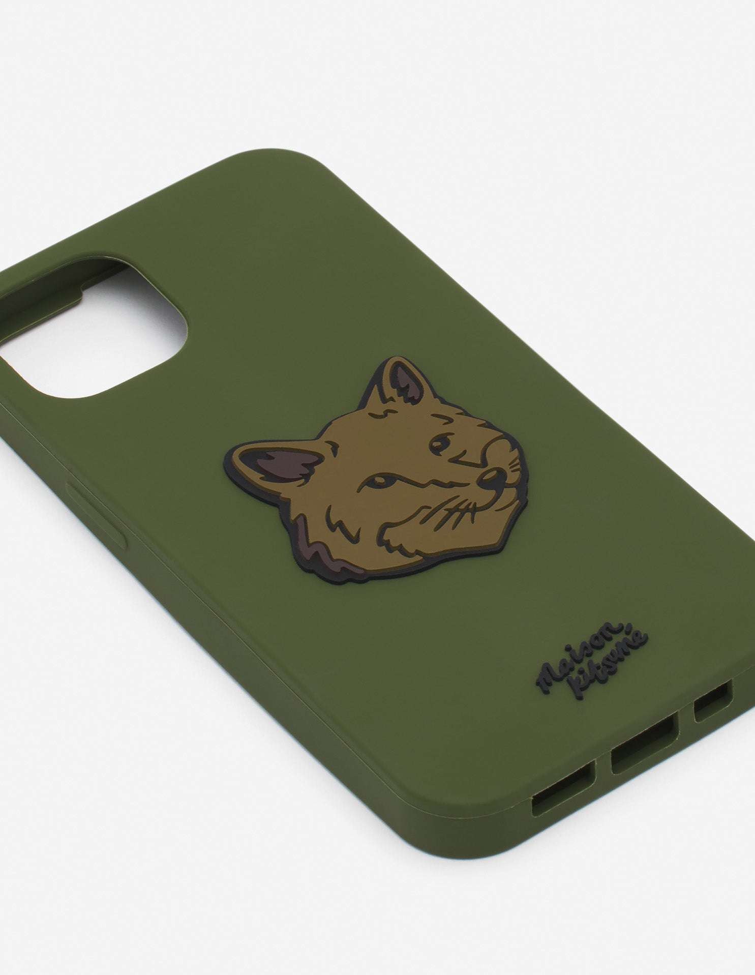 Mens | Bold Fox Head Patch Silicone iPhone Case | Khaki