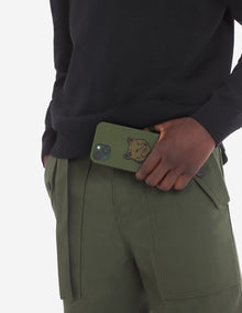 Mens | Bold Fox Head Patch Silicone iPhone Case | Khaki