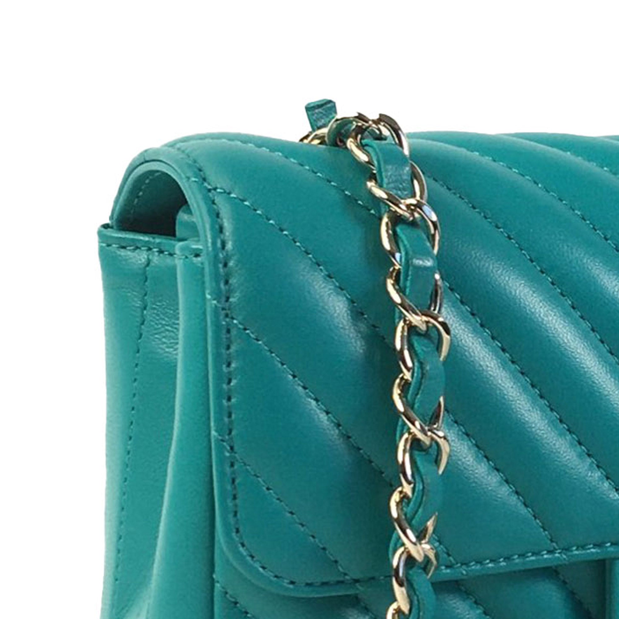 Chanel | Pre-Owned Mini Rectangular Chevron Lambskin Single Flap | Green