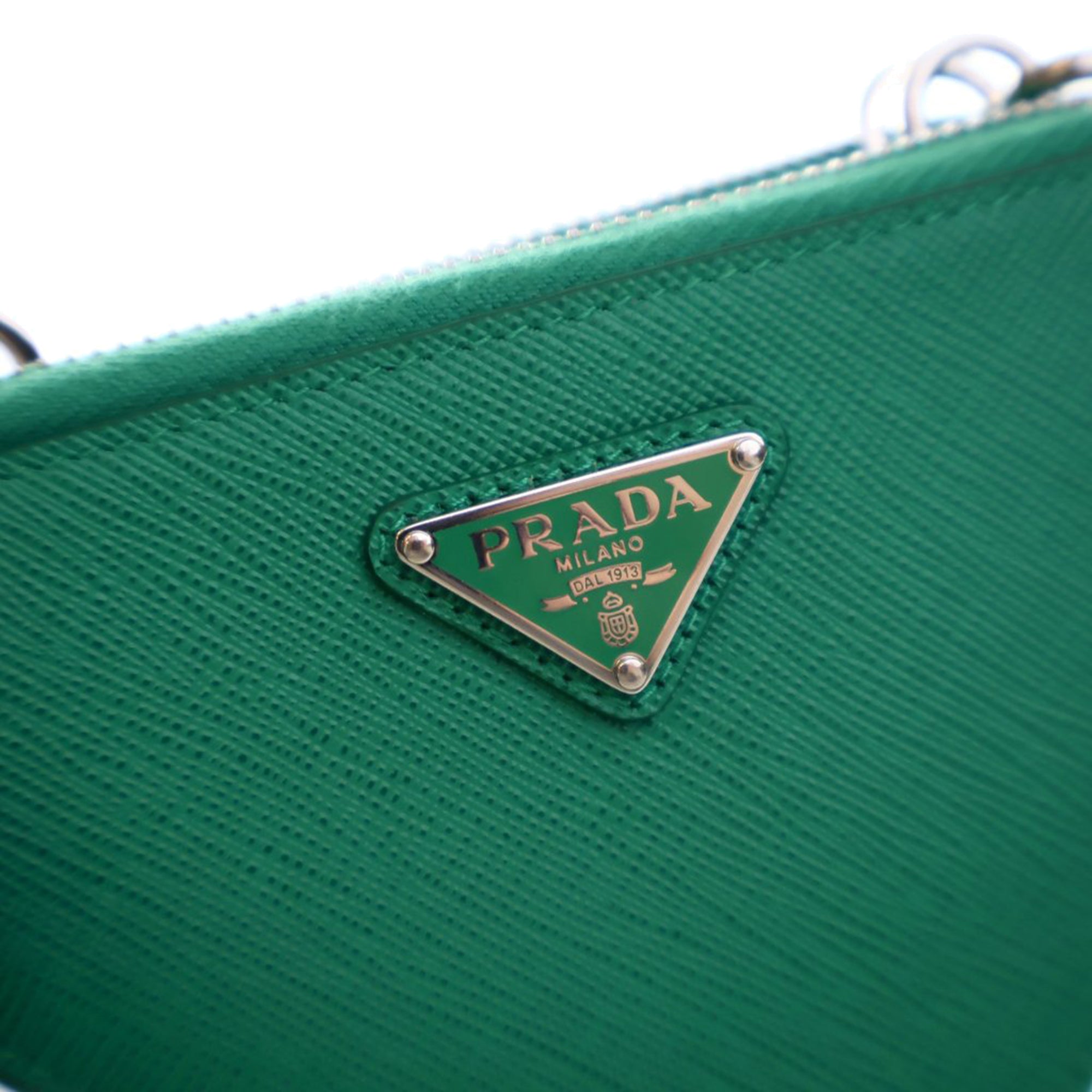 Prada | Pre-Owned Mini Saffiano Lux Double Triangle Satchel | Green