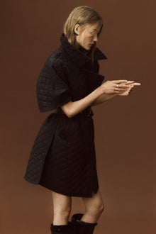 Quilted Cape Coat | Black