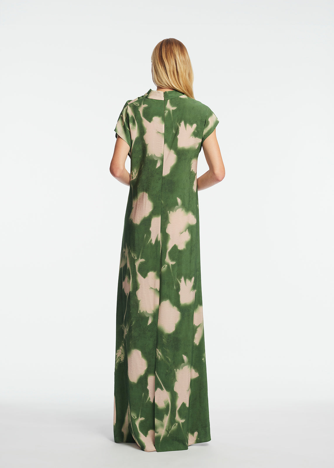 Abstract Floral Crepe Draped Gown | Cactus