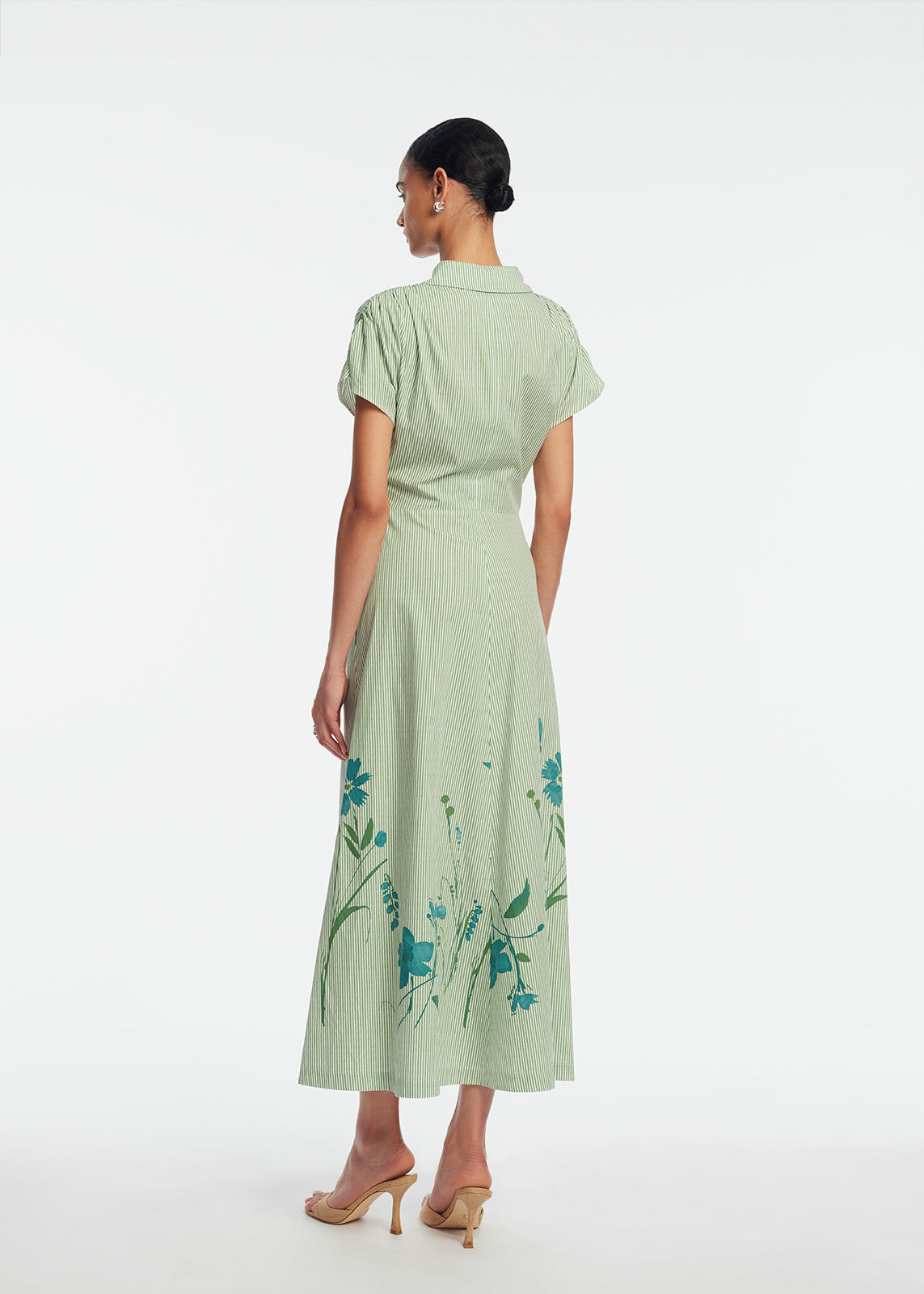 Floral Striped Cotton Tie Waist Dress | Mallard Multi