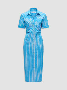 Lou Fitted Shirt Dress | Blue Stripe