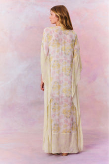 Womens | Lupine Chiffon Mixed Print Kaftan | Peachy Sunrise