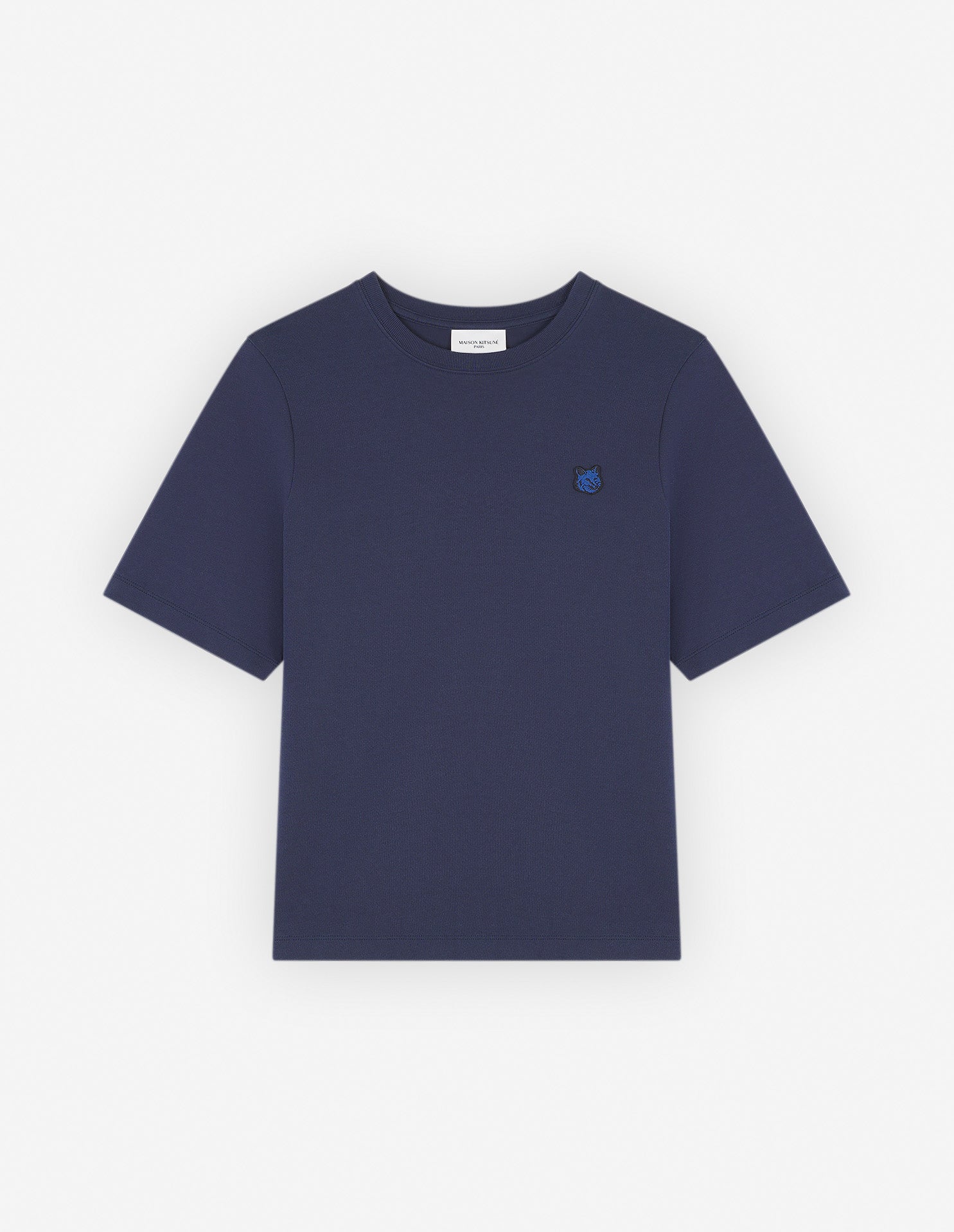Womens | Bold Fox Head Patch Short-Sleeve Comfort Jersey Tee-Shirt | Ink Blue