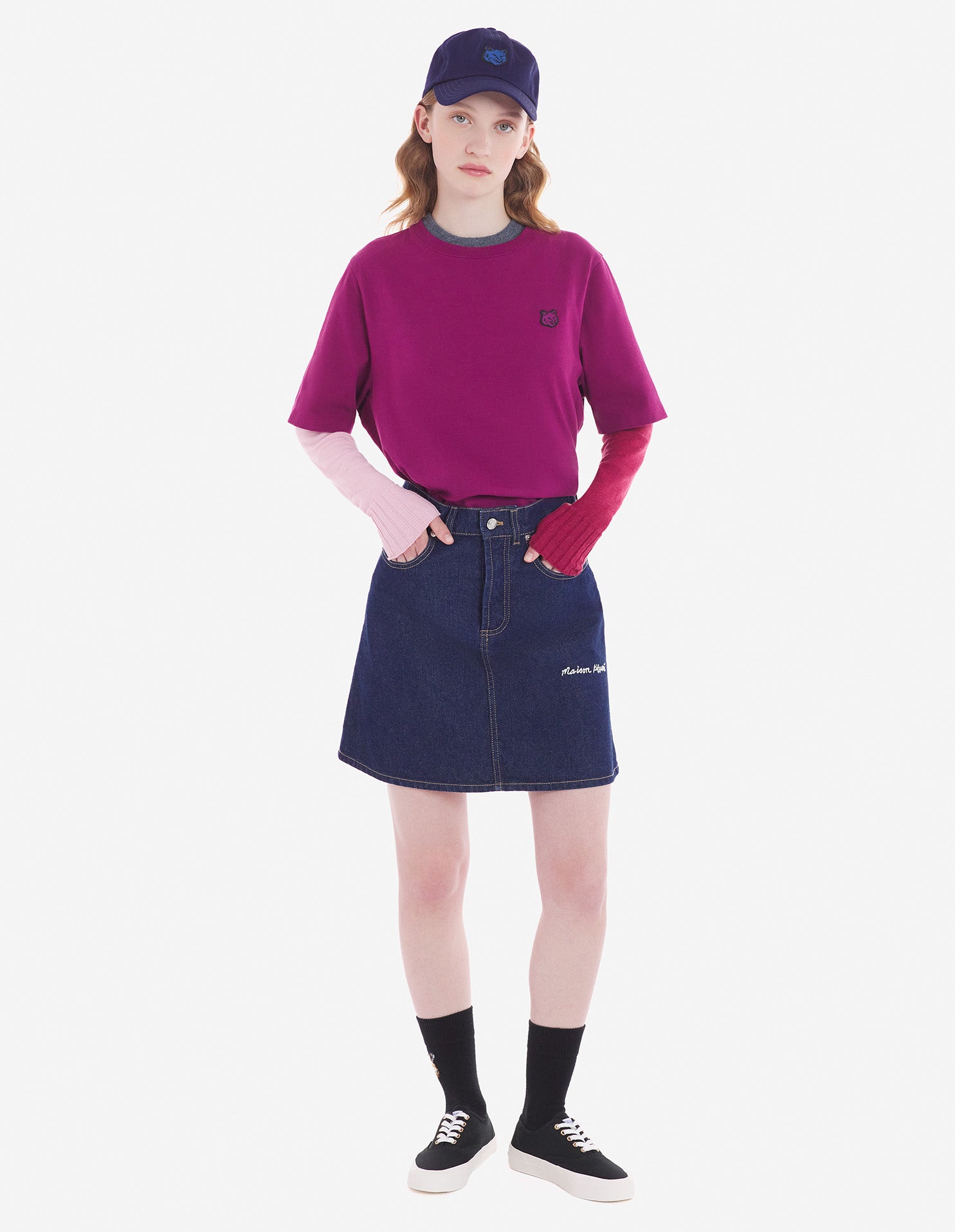 Womens | Bold Fox Head Patch Short-Sleeve Comfort Jersey Tee-Shirt | Grape