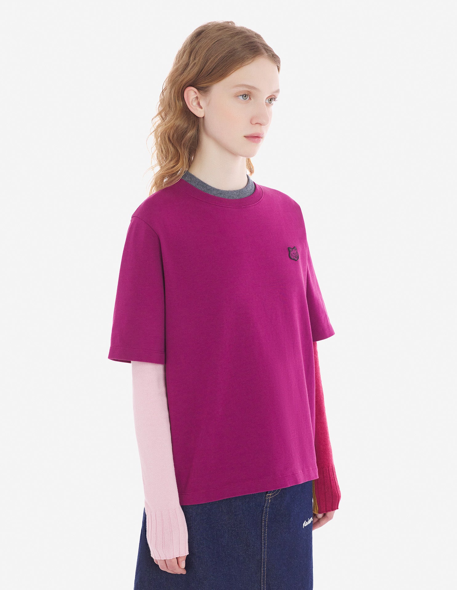 Womens | Bold Fox Head Patch Short-Sleeve Comfort Jersey Tee-Shirt | Grape