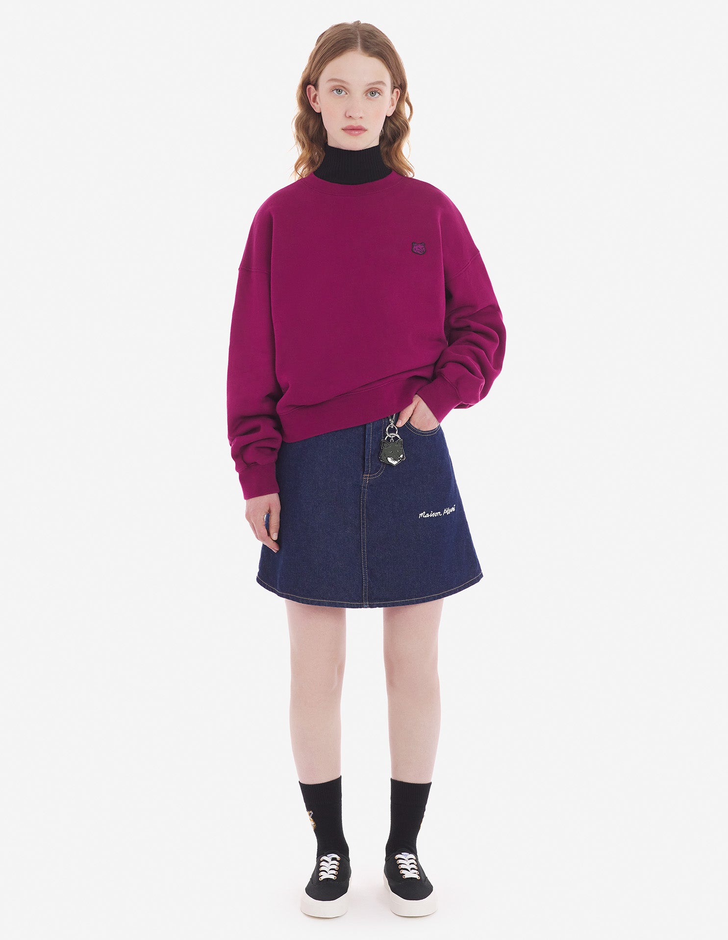 Womens | Bold Fox Head Patch Comfort Cotton Sweatshirt | Grape