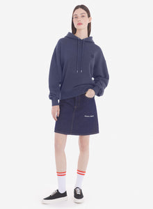Womens | Bold Fox Head Patch Comfort Cotton Hoodie | Ink Blue