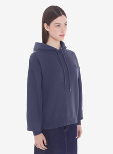 Womens | Bold Fox Head Patch Comfort Cotton Hoodie | Ink Blue