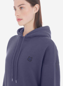 Womens | Bold Fox Head Patch Comfort Cotton Hoodie | Ink Blue