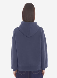 Womens | Bold Fox Head Patch Comfort Cotton Hoodie | Ink Blue