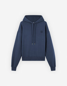 Womens | Bold Fox Head Patch Comfort Cotton Hoodie | Ink Blue