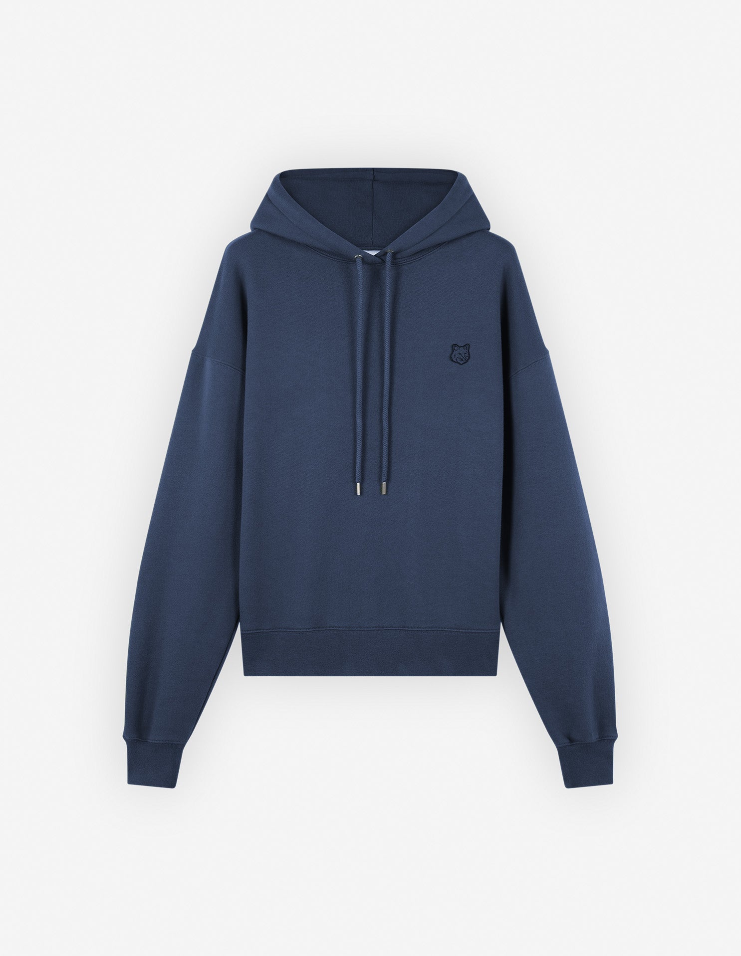 Womens | Bold Fox Head Patch Comfort Cotton Hoodie | Ink Blue