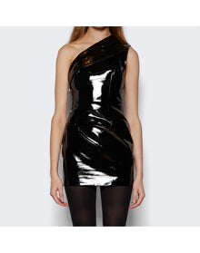 LaQuan Smith | Women | One Shoulder Collared Mini Dress | Black