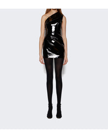LaQuan Smith | Women | One Shoulder Collared Mini Dress | Black