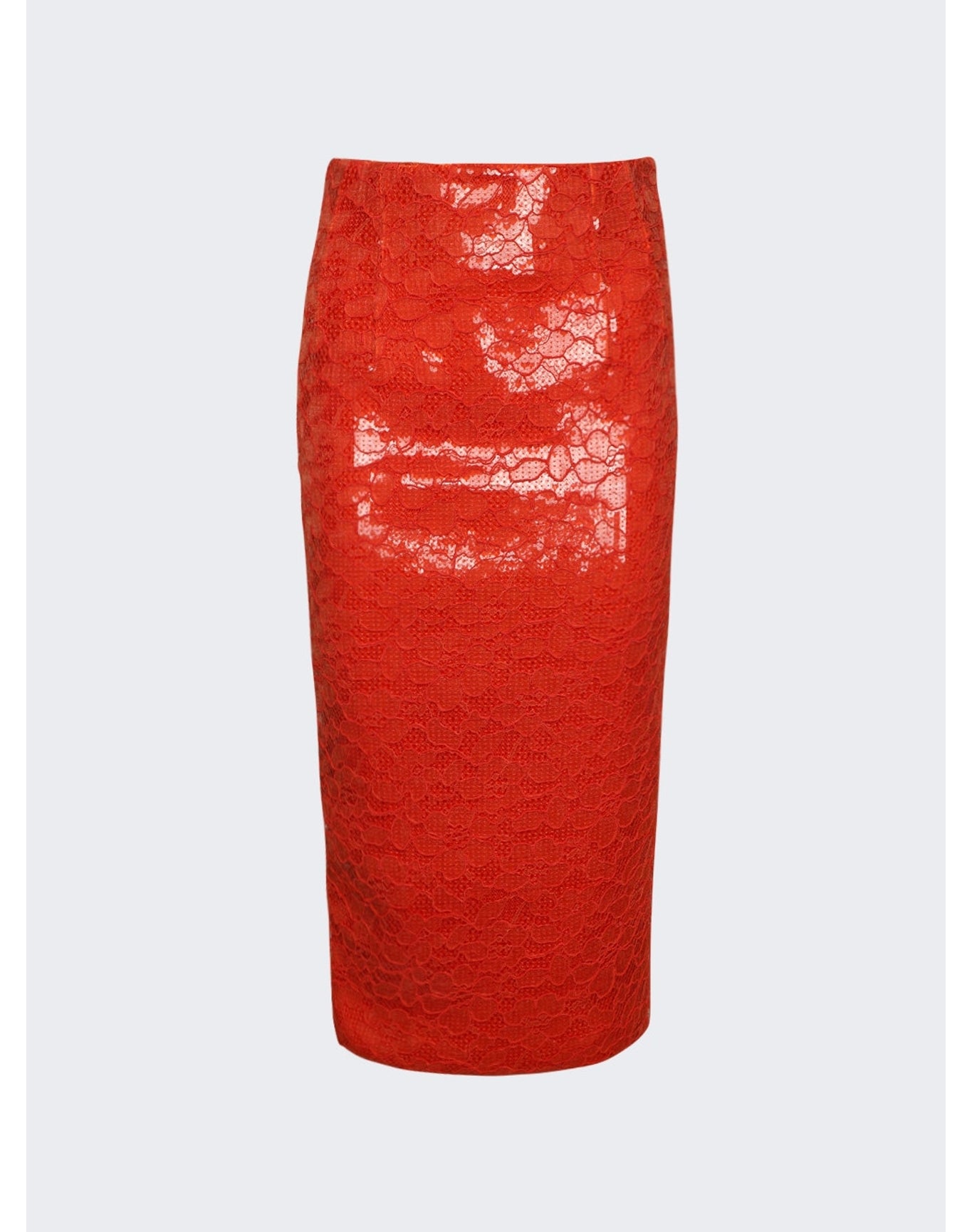 LaQuan Smith | Women | Sequin Lace Pencil Midi Skirt | Orange