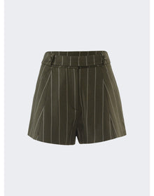 La Semaine | Women | Short | Military Green x Cream Pinstripe