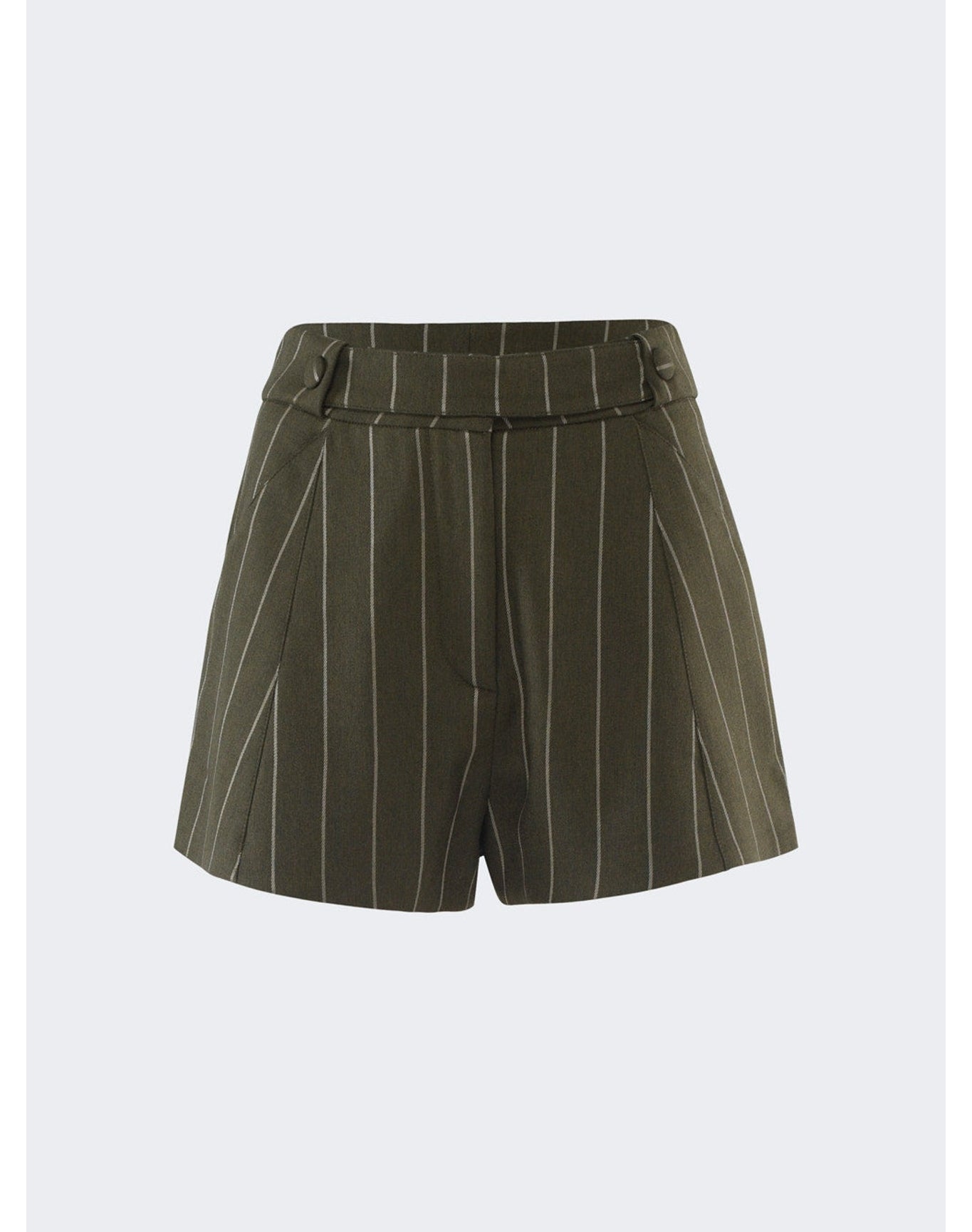 La Semaine | Women | Short | Military Green x Cream Pinstripe