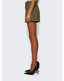 La Semaine | Women | Short | Military Green x Cream Pinstripe